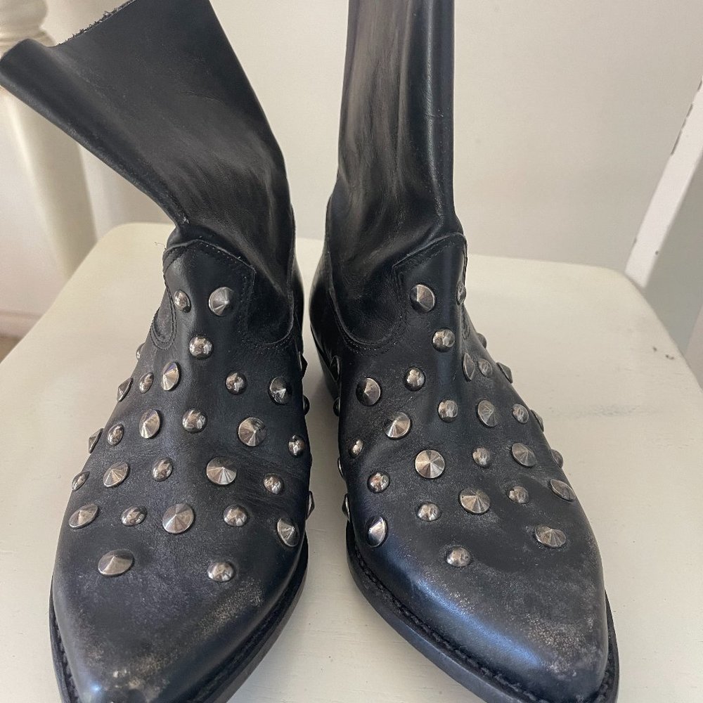 Golden Goose Black Leather Studded Boots Size 35 (NWOB)